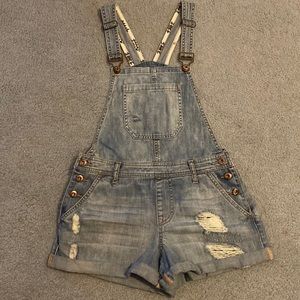 Forever 21 Denim Overall Shorts